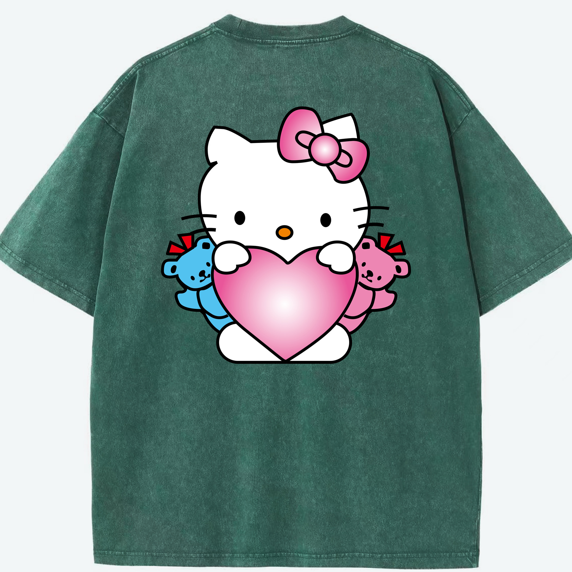 （画像用） Hello Kitty ハローキティ 綿100% ヴィンテージ風 半袖Tシャツ（背面プリント）